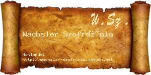 Wachsler Szofrónia névjegykártya